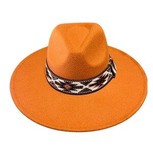 🧡 Rust Orange Wide-Brim Fedora